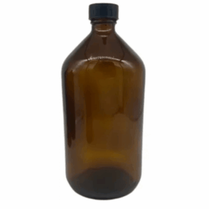 Frasco Âmbar De Vidro C/ Tampa E Batoque 1000 ML